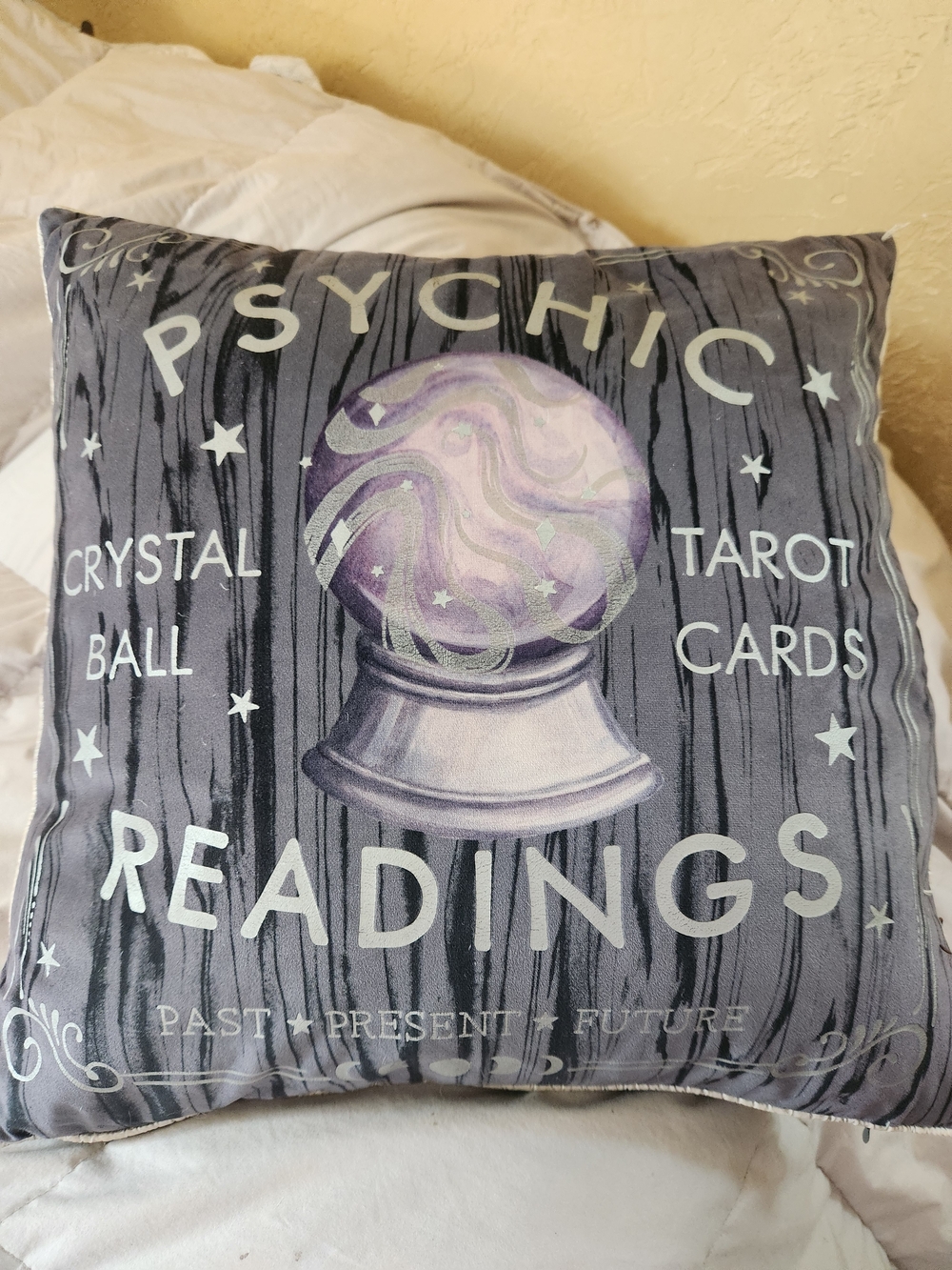 Cynthia Rowley Gray and Purple Psychic Readings Accent Pillow